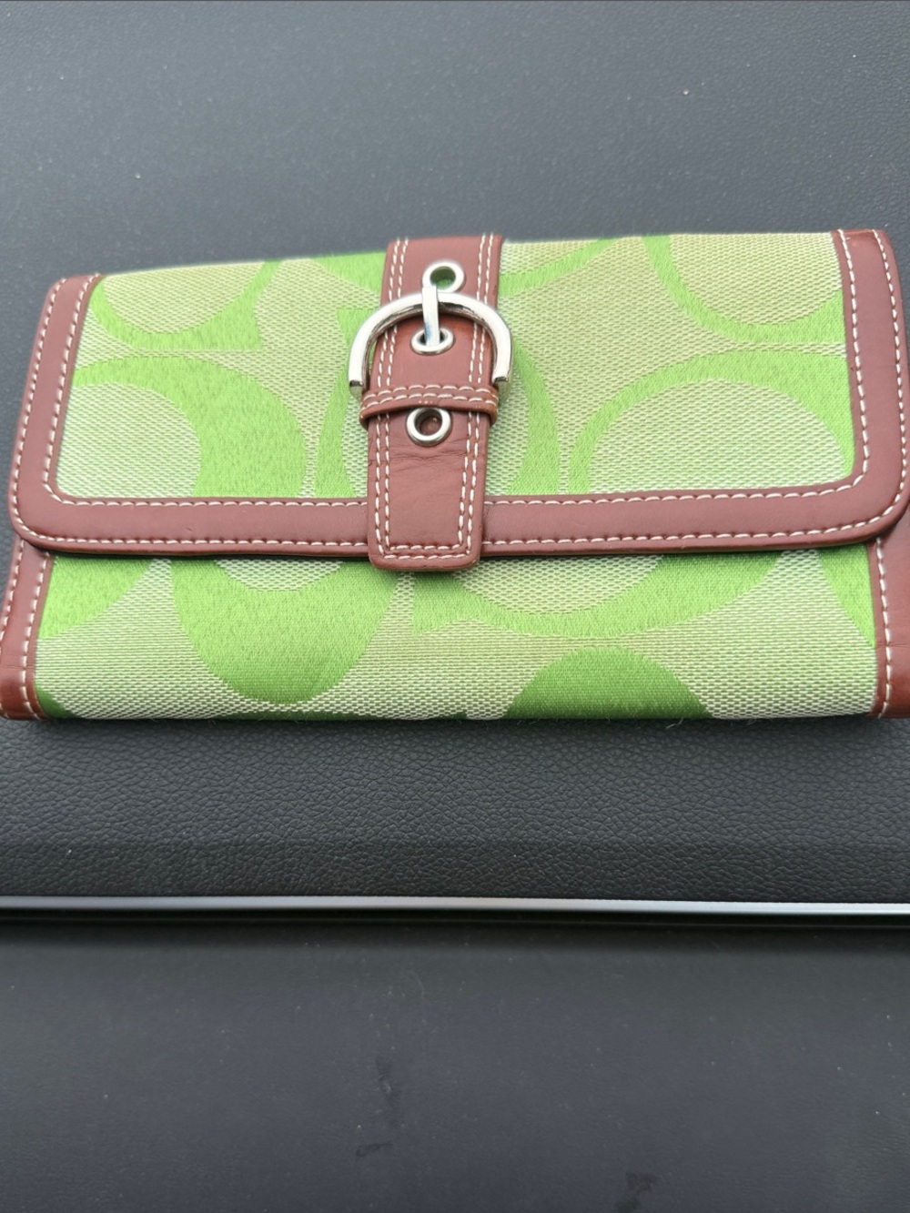 Source Unknown Vintage Y2K Coach Style Monogram Green Signature Wallet